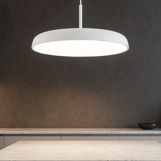 Lampadario per tavolo cucina disco bianco led 40w dimmerabile 3000k