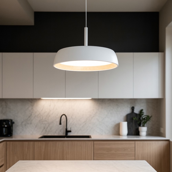 Lampadario per cucina led 40w 3000k bianco effetto legno