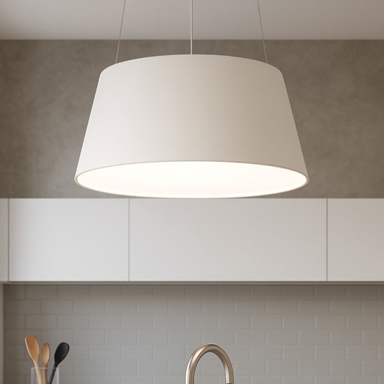 Lampadario cono bianco led 33w 3000k per tavolo da pranzo
