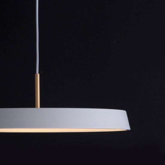 Lampadario led disco piatto bianco oro per cucina moderna