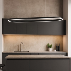 Lampadario ovale nero led 56w 3000k per cucina