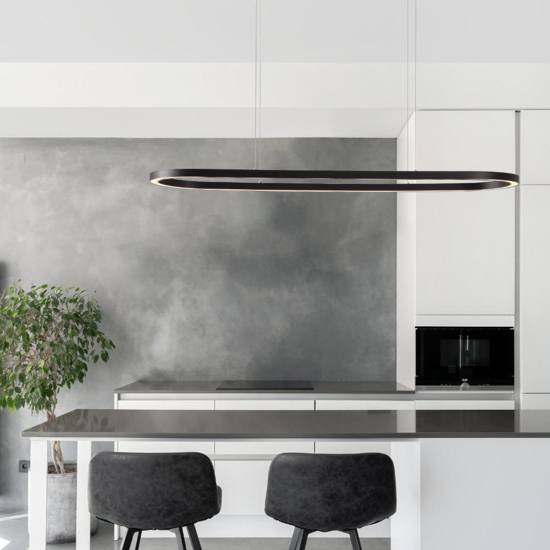 Lampadario ovale nero led 56w 3000k per cucina