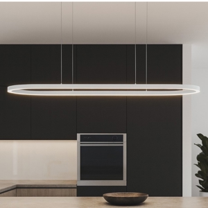 Lampadario ovale bianco led per cucina moderna