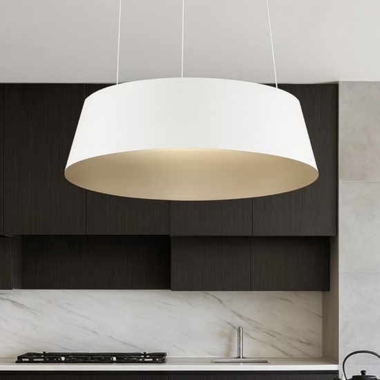 Lampadario cono rovesciato bianco oro led dimmerabile per cucina Lampadario cono rovesciato bianco oro led dimmerabile per cucina