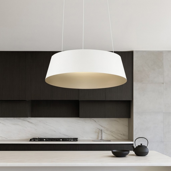 Lampadario cono rovesciato bianco oro led dimmerabile per cucina Lampadario cono rovesciato bianco oro led dimmerabile per cucina