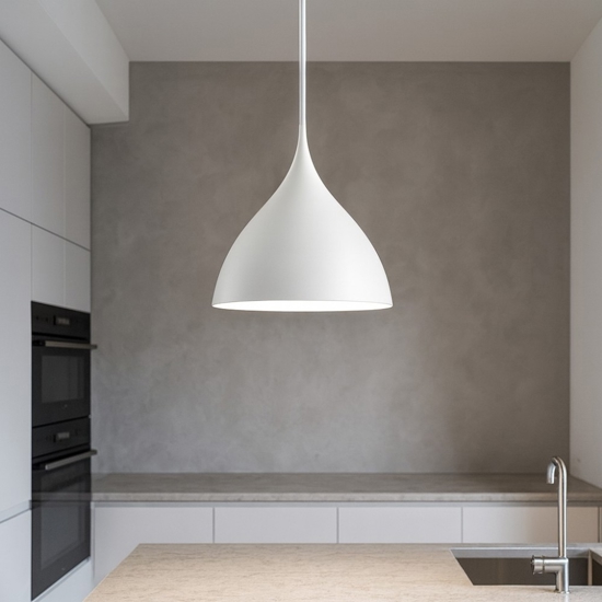 Lampadario topia per cucina moderna cupola metallo bianco