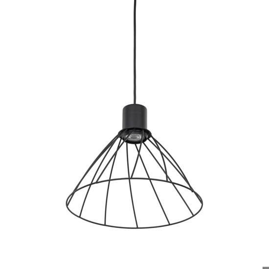 Lampadario per cucina a cono nero 29 cm diffusore a gabbia