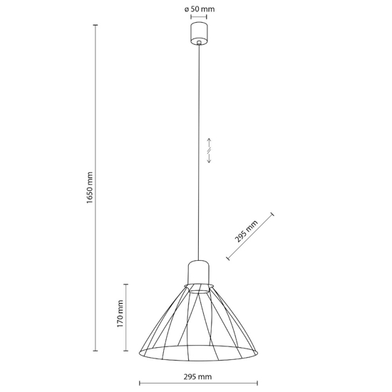 Lampadario per cucina a cono nero 29 cm diffusore a gabbia