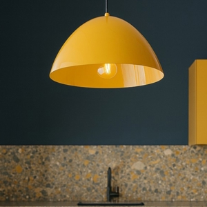Lampadario per cucina moderna cupola ocra 34cm