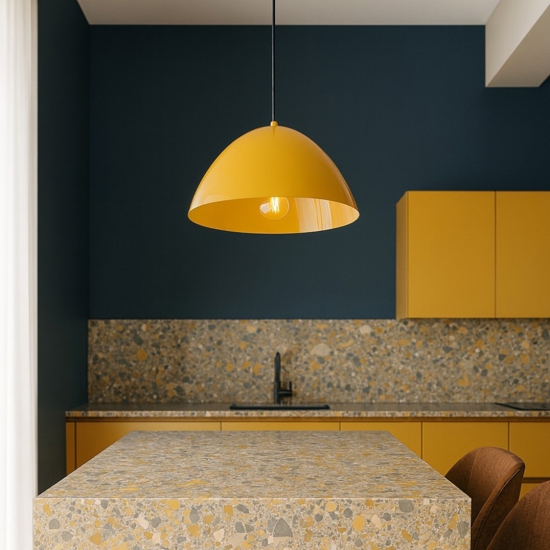 Lampadario per cucina moderna cupola ocra 34cm
