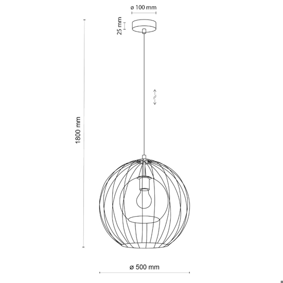 Lampadario per cucina a sfera nero 50 cm diffusore a gabbia