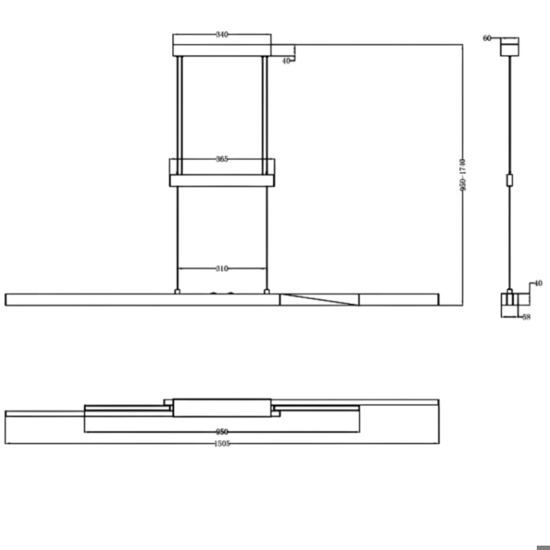 Lampadario da cucina nero led da 2700k a 5000k estendibile