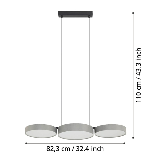 Barbano z eglo lampadario da cucina 3 luci led rgb cct da 2700k a 6500k