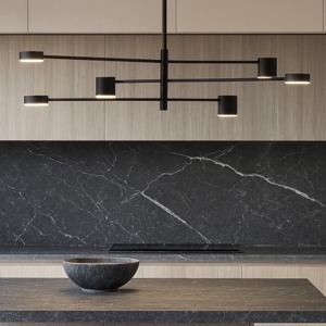 Lampadario nero luci led 3000k orientabili