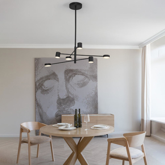 Lampadario nero luci led 3000k orientabili