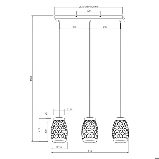 Lampadario per cucina paralume bianco traforato