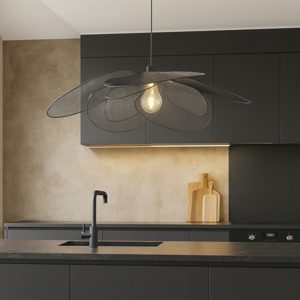 Lampadario a fiore per tavolo da cucina nero