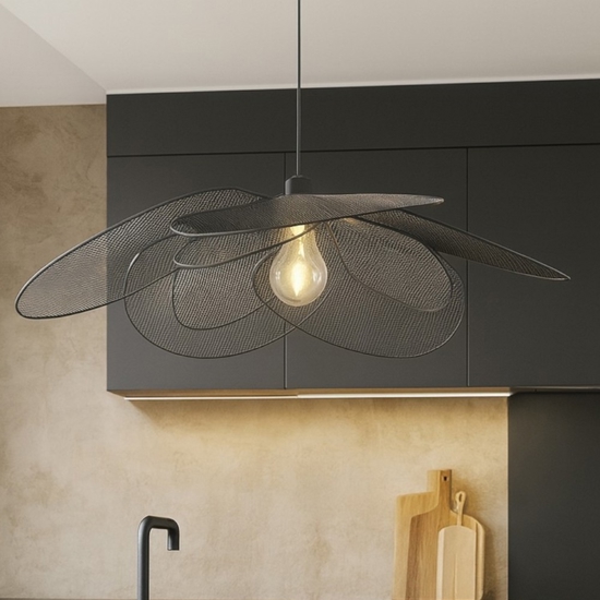 Lampadario a fiore per tavolo da cucina nero
