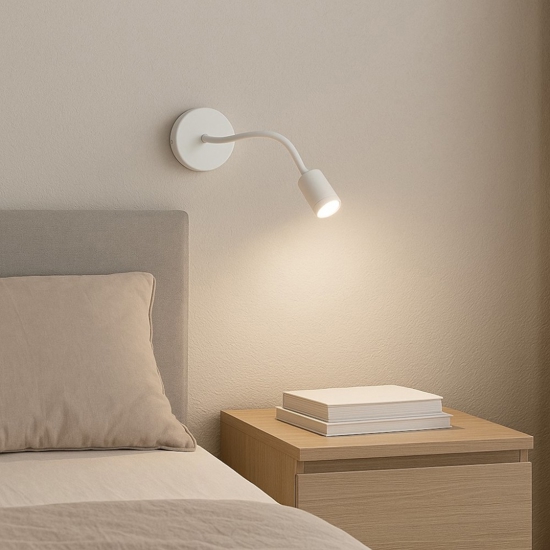 Focus-1 ap applique bianca orientabile per comodino camera da letto