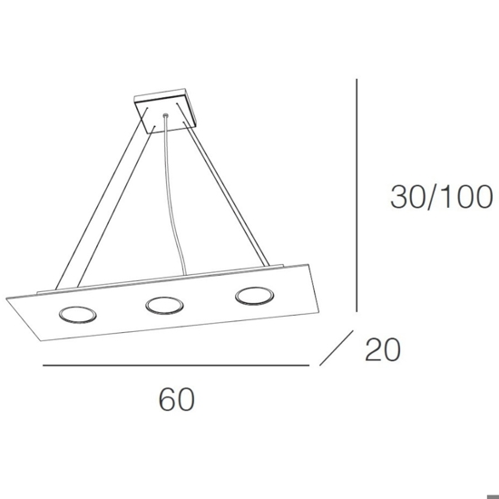 Lampadario per cucina moderna rettangolare top light grigio