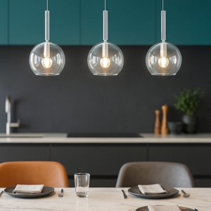 Lampadario per isola cucina vetri sfere trasparenti