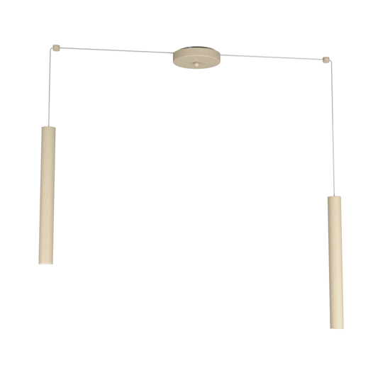 Lampadario cilindri colore sabbia con decentramento top light
