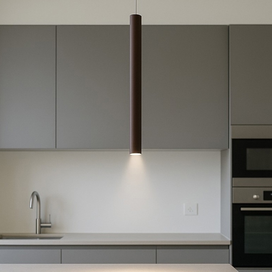 Lampada a sospensione cilindro marrone corten led 6w 3000k