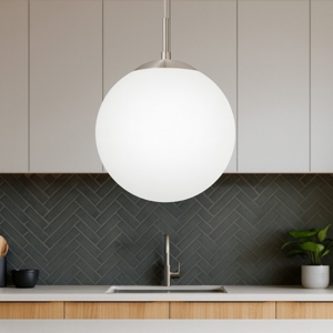 Eglo rondo lampadario pendente per cucina sfera vetro bianco