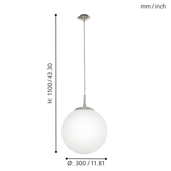 Eglo rondo lampadario pendente per cucina sfera vetro bianco