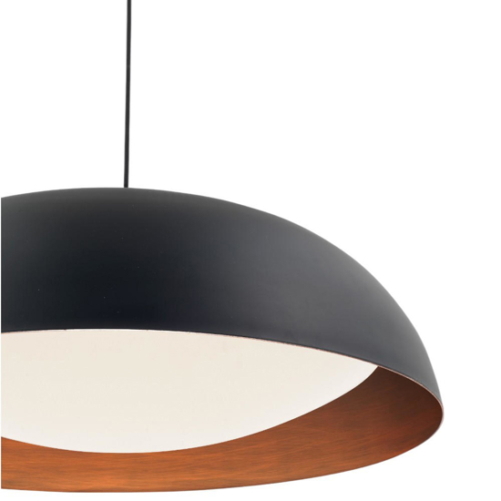 Lampadario led cupola nero rame per tavolo da pranzo cucina