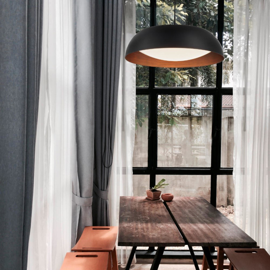 Lampadario led cupola nero rame per tavolo da pranzo cucina