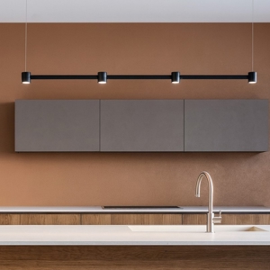 Visualizza i dettagli per Lampadario led 30w 3000k nero barra orizzontale per cucina Lampadario led 30w 3000k nero barra orizzontale per cucina