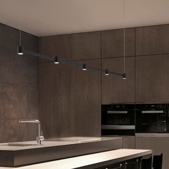 Lampadario led 30w 3000k nero barra orizzontale per cucina