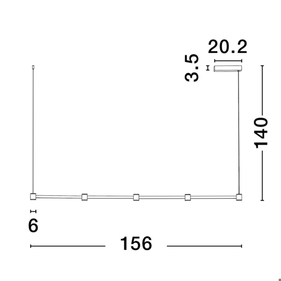 Lampadario led 30w 3000k nero barra orizzontale per cucina