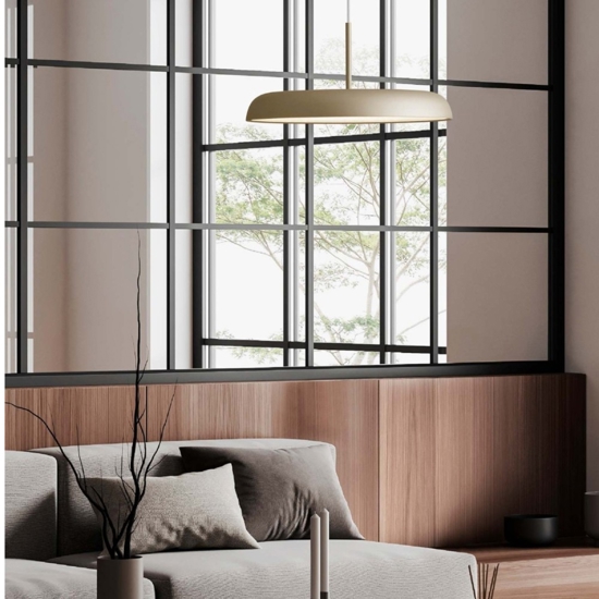 Lampadario design led per cucina oro champagne