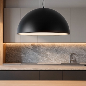 Lampadario 60cm per tavolo da cucina cupola nera
