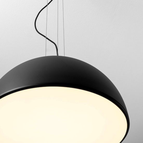 Lampadario 60cm per tavolo da cucina cupola nera