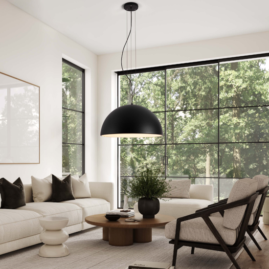Lampadario 60cm per tavolo da cucina cupola nera