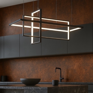 Lampadario design geometrico nero dimmerabile per cucina moderna
