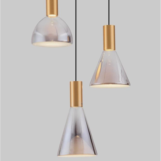 Lampadario da cucina per tavolo da pranzo 3 luci led 3000k vetro fume'