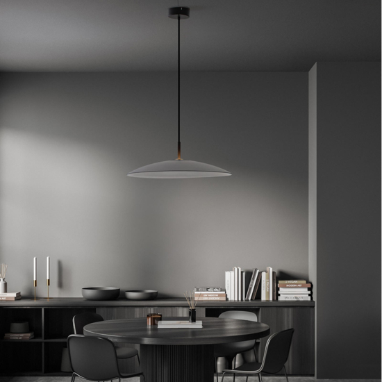 Lampadario per cucina led 17w 3000k disco in vetro fume 60cm