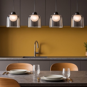 Visualizza i dettagli per Lampadario per cucina 4 luci led 3000k cavi regolabili Lampadario per cucina 4 luci led 3000k cavi regolabili