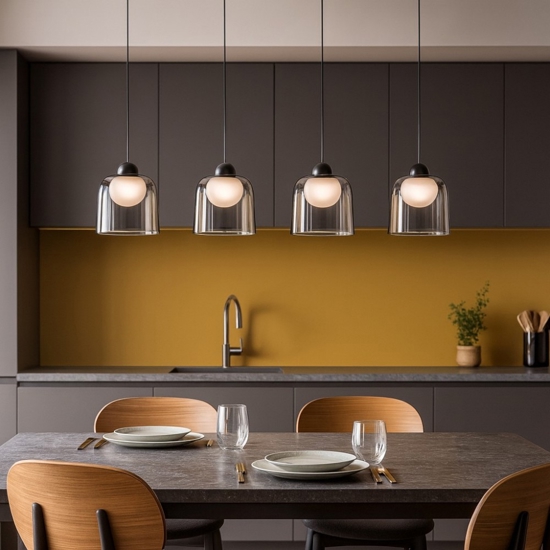 Lampadario per cucina 4 luci led 3000k cavi regolabili