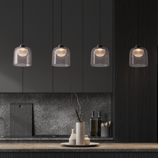 Lampadario per cucina 4 luci led 3000k cavi regolabili