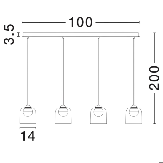 Lampadario per cucina 4 luci led 3000k cavi regolabili