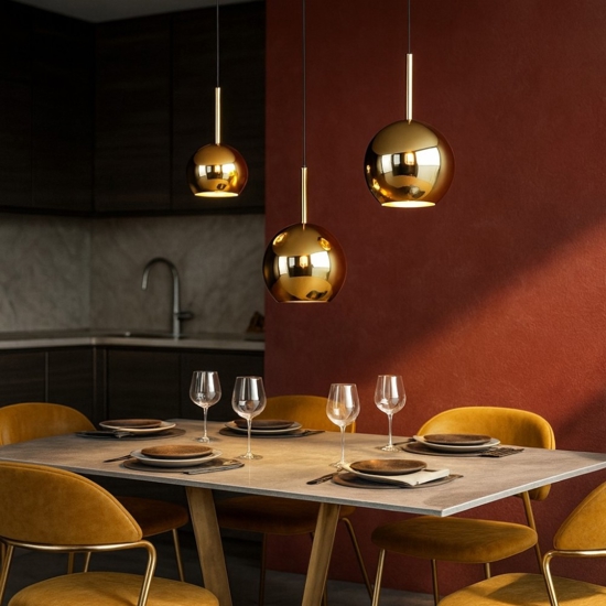 Lampadario da cucina vetri oro top light future