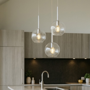 Lampadario vetri trasparenti per cucina