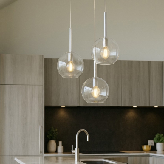 Lampadario vetri trasparenti per cucina