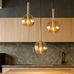 Visualizza i dettagli per Lampadario per cucina moderna vetro ambra top light future Lampadario per cucina moderna vetro ambra top light future