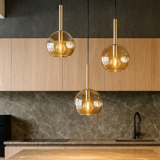 Lampadario per cucina moderna vetro ambra top light future